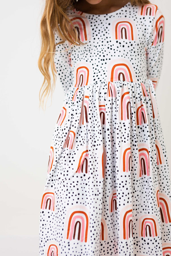 peach-rainbow-twirl-dress Mila &  Rose - Sophia's Style-Peach Rainbow Twirl Dress-6-12M--1